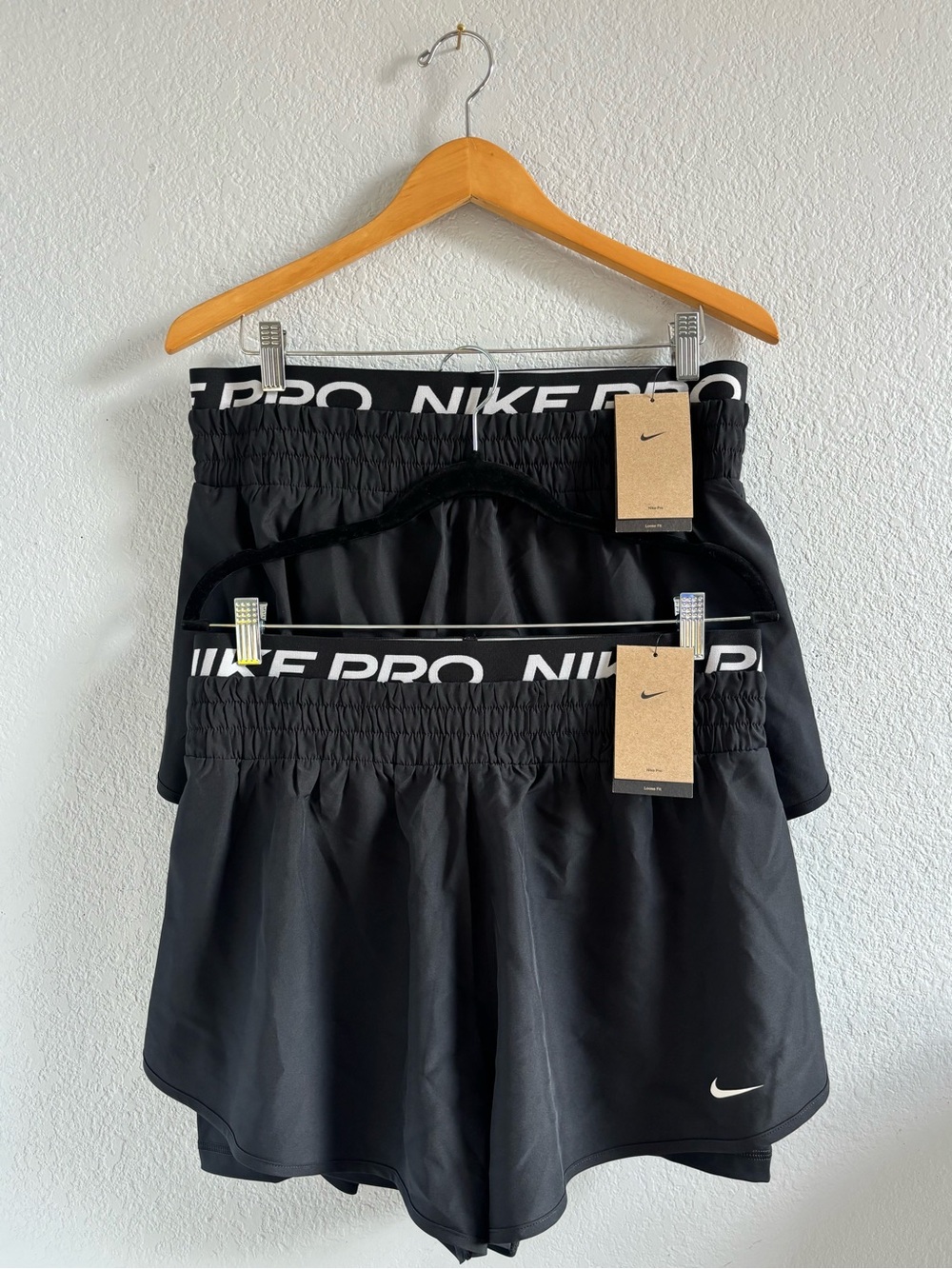 Nike Black Women’s Athletic Shorts with Branded Waistband - Size Large - 2 Pairs